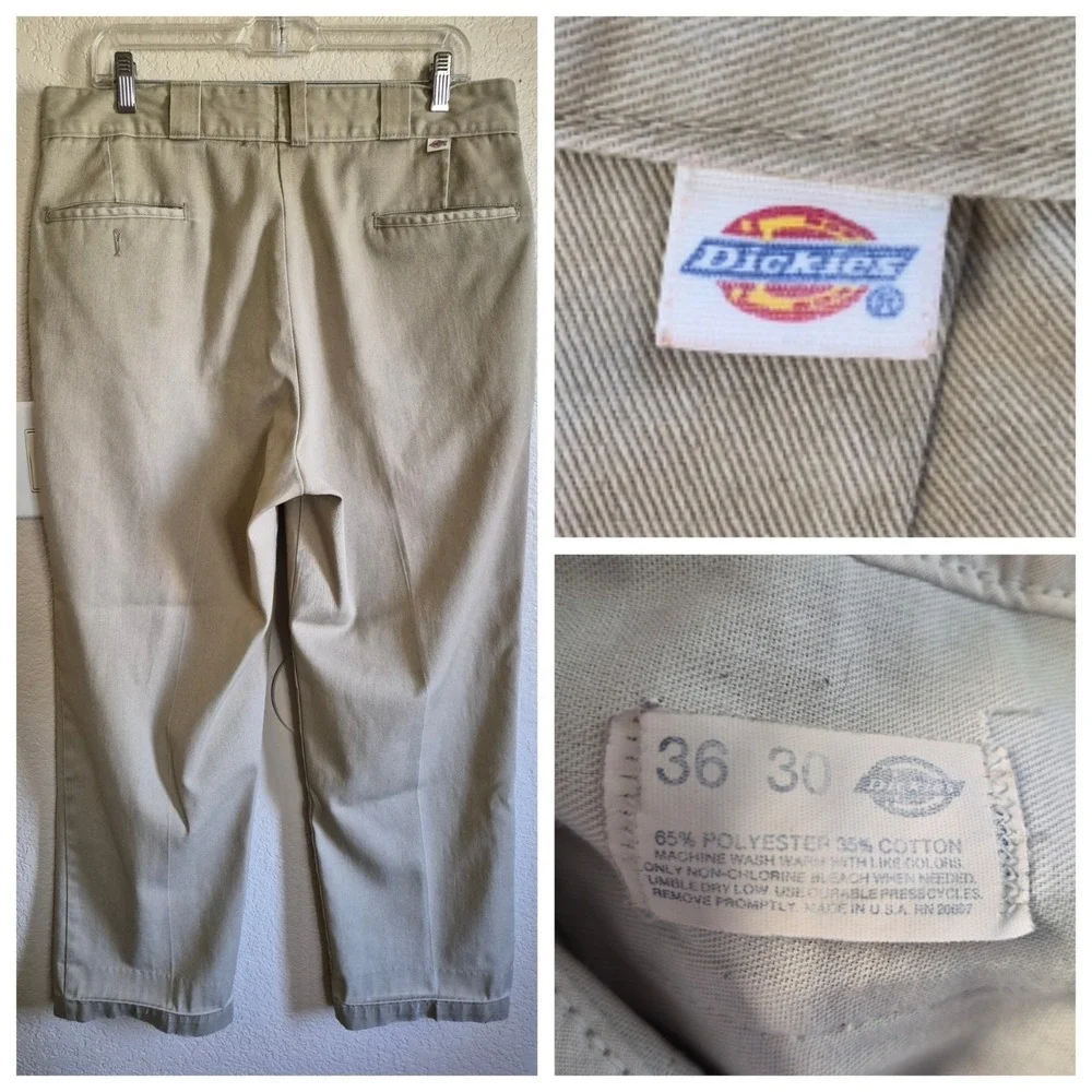 Vintage Dickies Pants 90s Tab Men's 36x30 Work 874 Original Fit Khaki Chinos